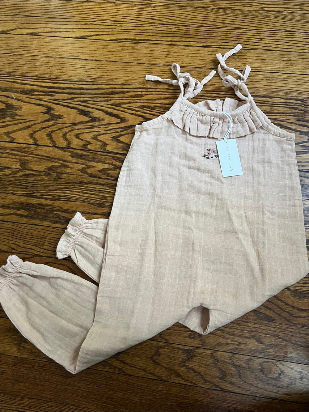 Jamie Kay Light Blush Pink Baby Girls Romper with Ruffle Neck